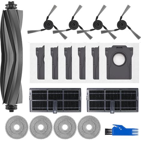 Kit Accessoires pour Dreame L10s Ultra Gen 3, X40 Ultra, L40 Ultra, Mova P50/P70 Pro Ultra Robot Aspirateur, 1 Brosse Principale 2 Filtres 4 Brosses Latérales 4 Serpillières 6 Sacs à Poussière (1/5)
