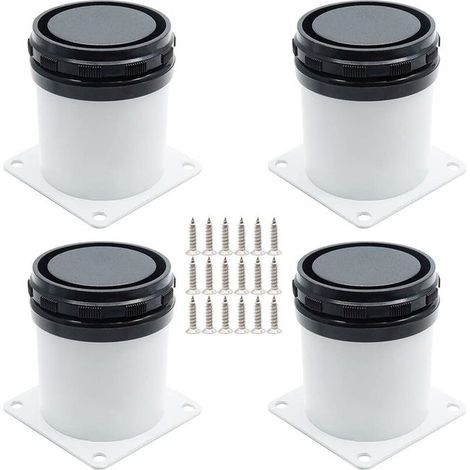 4x Pieds de Meuble Reglable Pieds de Table en Acier Inoxydable avec Vis Blanc - 5cm (1/5)