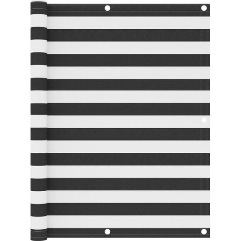 Écran brise-vue pour balcon 120 x 400 cm, tissu Oxford rayé anthracite et blanc, coupe-vent et imperméable, extra haut, avec corde de 12 m (1/5)