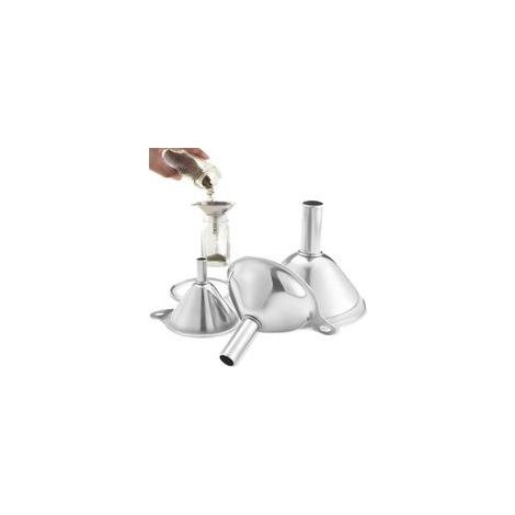 Edelstahltrichter, 3 Mini-Edelstahltrichter, Küchentrichter aus Edelstahl mit Griffen, Mini-Metalltrichter zum Umfüllen von Flüssigkeiten, Öl, Pulver und Marmeladen (1/5)