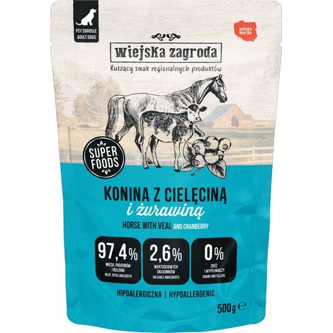 Wiejska Zagroda comida húmeda para perros Carne de Caballo y Ternera 500g (1/3)