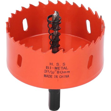 Scie cloche HSS 80mm avec mandrin, coupe nette dents affûtées, trépan pour métal tendre et bois (1/5)