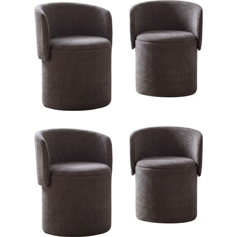 Wahson Set di 4 Sedie da Pranzo con Schienale Pieghevole Sedie Imbottite in Ciniglia con Contenitore Nascosto per Soggiorno, Grigio