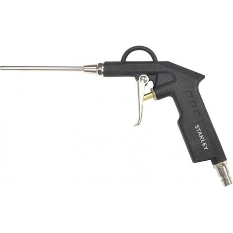 Pistola neumática de soplado con boquilla larga 100mm Stanley W150026XSTN, presión 6 bar, caudal 150 l/min, ideal para limpieza en zonas difíciles, color metálico