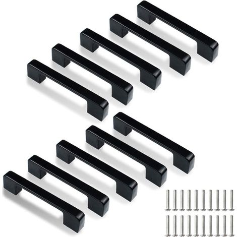 Poignée de Cuisine 96mm ,10 Pcs Noir Poignées de Armoire Cuisine pour Porte,Tiroir,Armoires(avec Vis) (1/5)