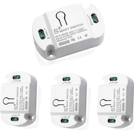 Tuya WiFi Smart Lichtschalter, WiFi Smart Switch, 10A DIY Smart Switch Kompatibel mit Alexa, Google Home (4er-Pack)
