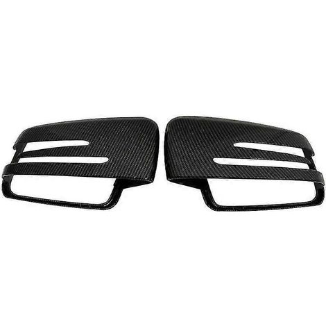 Schwarze Außenspiegelkappen für Mercedes-Benz W176, W246, W212, W204, C117, X156, X204, W221, C218, ABCES, CLA, GLA, GLK-Klasse – Carbonfaser-Optik