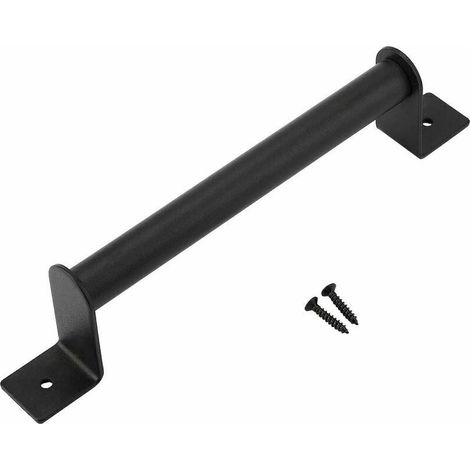 Ensemble de poignée de porte de grange robuste noire, quincaillerie de porte de grange en acier au carbone avec vis pour porte de grange coulissante en bois,