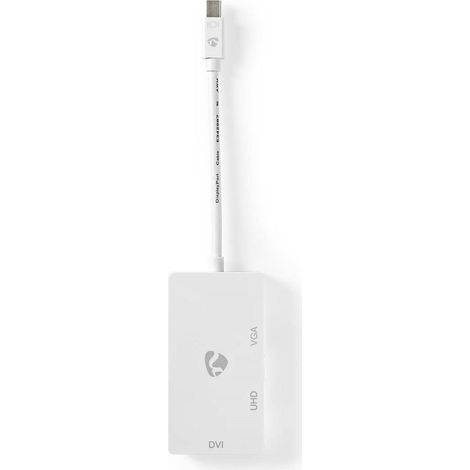 Adaptador displayport mini displayport macho dvi d 241 pines hembra hdmi hembra vga hembra 15p 4k60hz niquelado conmutable 020m redondo abs abs blanco caja