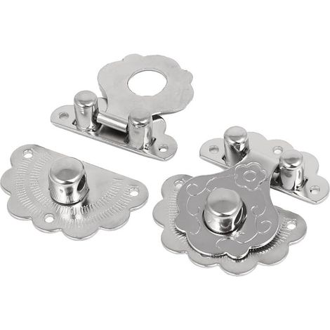 Schmuckschatulle Blume geformt Riegel Haspe Fangenschloss Silberfarbe 33x32x10mm 2St (1/2)