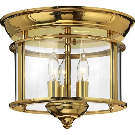 Plafoniera soffitto 3 luci ottone lucido Gentry Hinkley (1/5)