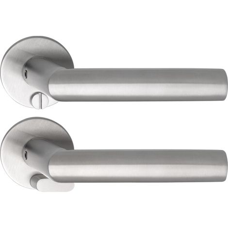 Solido Türbeschlag Vaduz  Türgriff solo, Flachrosette rund  WC Notöffner,  Edelstahl (1/3)