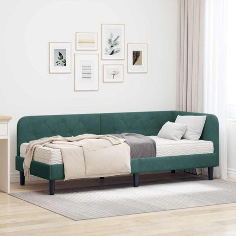 Eckbettgestell Dunkelgrün 80 x 200 cm Samt