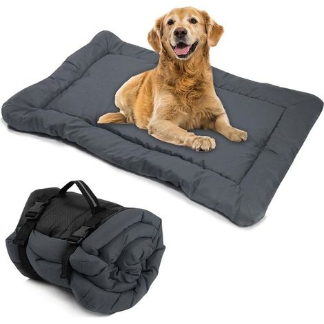 Foldable Dog Mat Dog Bed Large Medium Portable Dog Cat Cushion Waterproof Large Outdoor Travel Blanket for Pets Multifunction Mattress, 90x60 cm (Grey) (1/5)