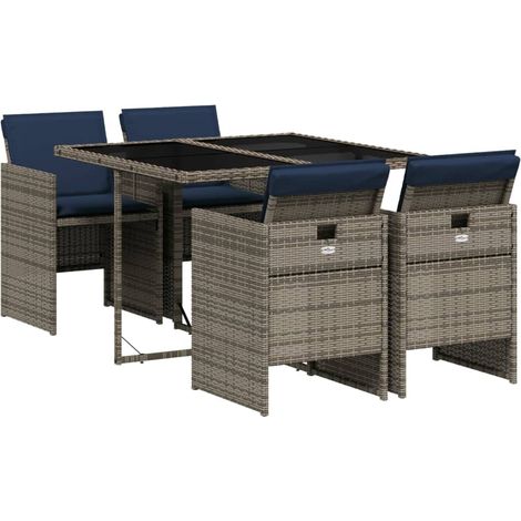 Maison Exclusive - Set da pranzo da giardino da 5 pz con Cuscini in Polyrattan Grigio