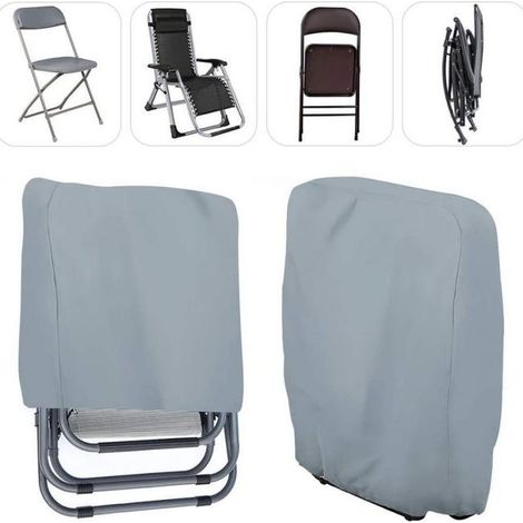 1 x Housse de chaise pliante, 20/34 x 96 x 85 cm, Tissu Oxford résistant aux UV et à l'eau (Gray), mobilier robuste et élégant (1/4)