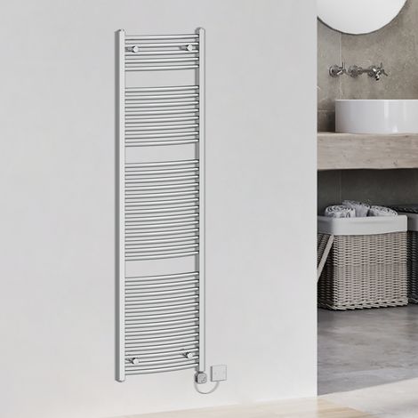 Curved Thermostatic Electric Heated Towel Warmer Chrome 1800x500 (1/5)