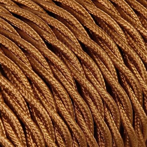 Câble Electrique Cognac en Textile Torsadé 3x0.75mm² - Fil Electrique Tissu