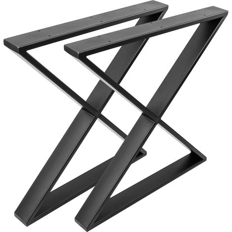 PrimeMatik - Pieds en 'X' de table en acier 680 x 80 x 710 mm 2-pack avec base horizontale (1/5)