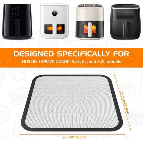 Protezione per friggitrice ad aria, accessorio per friggitrice ad aria Philips HD9285 HD9270/COSORI 5.5/6.2/6L, griglia antispruzzo in acciaio inox, resistente al calore fino a 240°C, protezione antis (1/4)