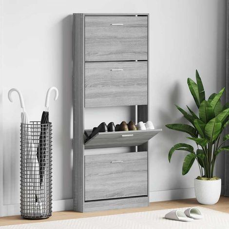 Zapatero madera contrachapada gris  59x17x150 cm