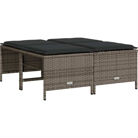 Maison Exclusive - Sgabelli da Giardino con Cuscini 4 pz Grigi in Polyrattan