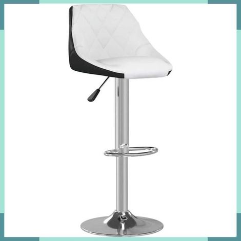 335239 Tabourets de bar lot de 2 blanc et noir similicuir (1/5)