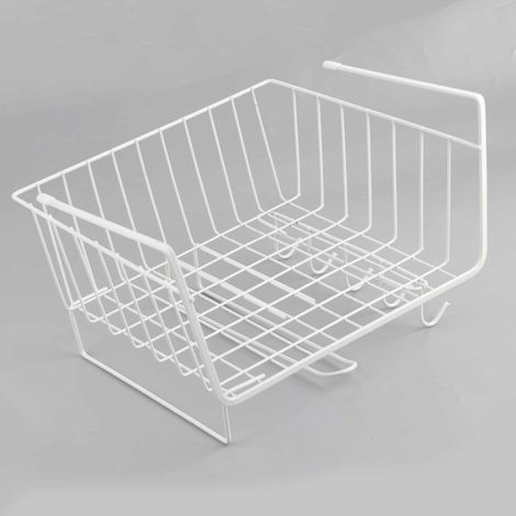 Panier de Rangement Sous Étagère en Acier Blanc avec Crochet Courbé et Grande Capacité de Charge