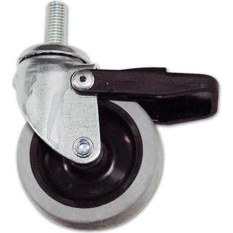 RUOTA GOMMA C/PERNO E FRENO Ø 63MM GOMMA CEBORA DF/2/7 FORCELLA (1/3)