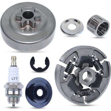 Kit de roulement à aiguilles avec rondelle de tambour de pignon d'embrayage 3/8” 6T pour tronçonneuse Stihl MS170 MS180 018 017 avec bougie de remplacement 1121 162 1001 1123 640 2003 1123 160 2050 (1/5)