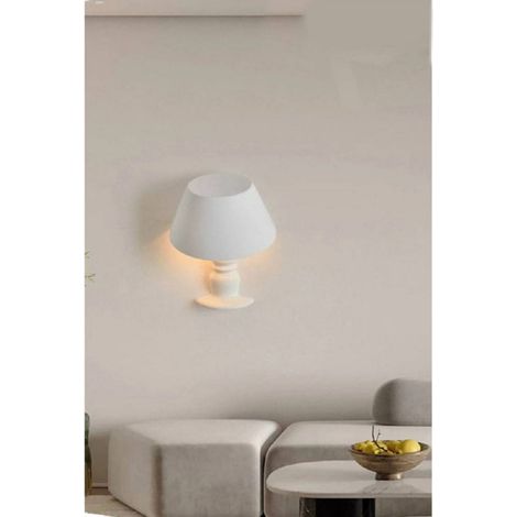 TrAdE Shop Traesio - Applique In Gesso A Forma Lume A Parete Verniciabile Lumetto Attacco E14 Gs-e84 - (1/5)