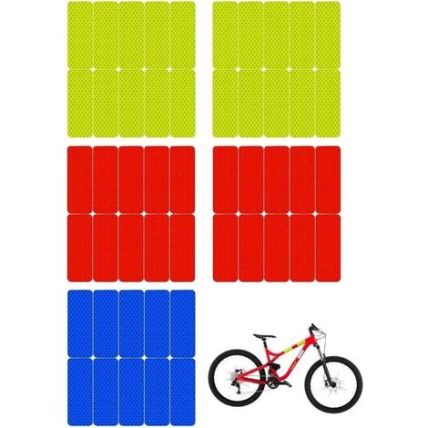 50 PCS Bandes Réfléchissants Autocollante pour Casque de Sécurité pour Moto Vélo Véhicule Voiture,Vert rouge bleu Réflecteurs Haute Visibilité Bande Fluorescente Autocollants de Sécurité