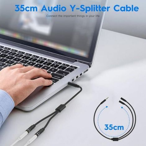 Adaptateur Jack Audio Stéréo,3,5mm stéréo Jack câble Adaptateur Casque,Jack Splitter Compatible avec Casque,Tablette,PC(2pcs) (1/4)