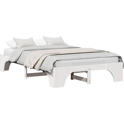 Maison Exclusive - Bettrahmen Weiß 140 x 190 cm Massives Kiefernh