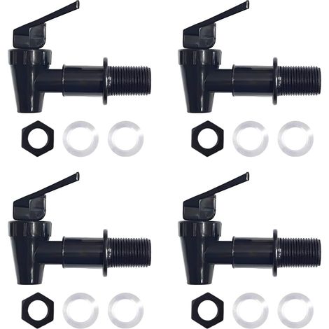 Lot de 4 Robinets de Remplacement pour Distributeur de Boisson, Plastique Alimentaire Noir, Compatible avec Carafe à Eau, Vinaigrier et Fontaine (1/5)