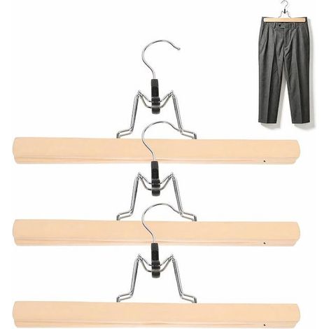 Wooden Trouser Hanger Skirt Hanger Wardrobe Storage (1/5)