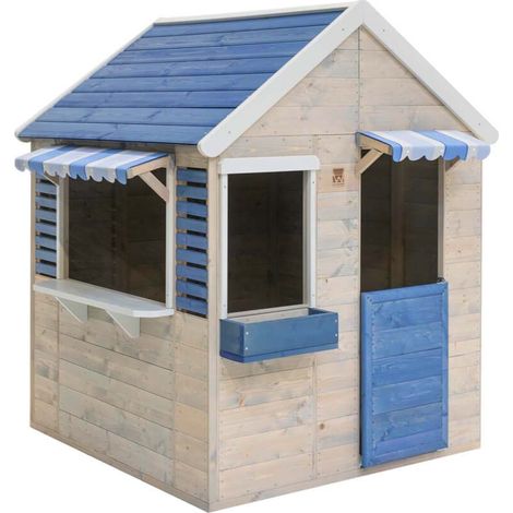 Wendi Toys Holz Spielhaus Delfin Natur 120x120x155 cm (1/4)
