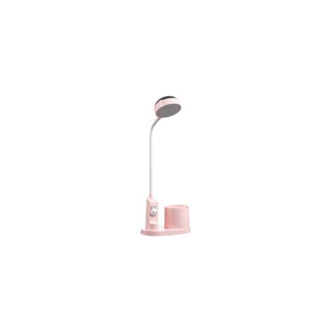 Lámpara de escritorio infantil, lámpara de mesa de estudio con portalápices, lámpara de mesita de noche con cambio automático de color, lámpara de lectura LED recargable y regulable para niños (rosa) 