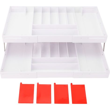 Plateau de rangement pliable à tiroir, multifonctionnel, gain de place, bureau extensible à plusieurs niveaux, blanc (1/5)