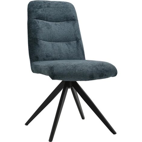 Chaise pivotante 360° tissu doux bleu foncé pied croix métal - JULIE (1/5)