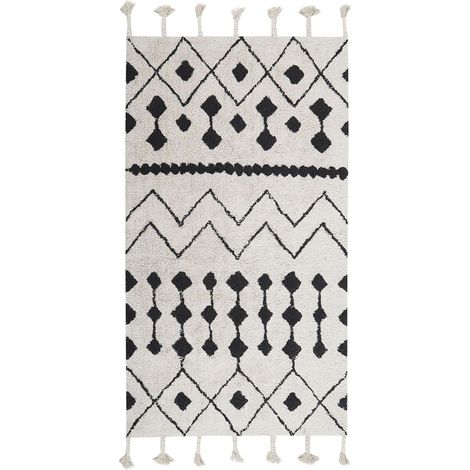 Teppich KHEMISSET Cremeweiß 80 x 150 cm Baumwolle (1/5)