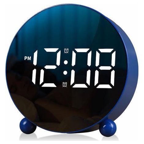 Carming - Réveil numérique - Réveil rond - Réveil LED - Double alarme, 3 niveaux de luminosité, USB/piles, silencieux, compact - Pour chambre et bureau (1/5)