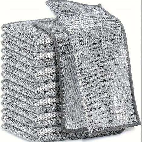Juego de 8 paños de limpieza milagrosos de microfibra ultrarresistente: fáciles de usar en seco y en húmedo, ideales para vajilla, superficies metálicas y más. 20 x 20 cm. (1/5)