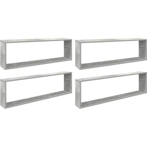 Étagères cube murales 4 pcs gris béton bois d'ingénierie vidaXL