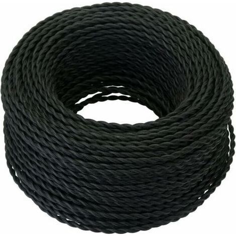 Câble Electrique Textile 10M,Rétro Corde de chanvre tressé torsadée Câble 2x0,75 mm², 2 fils torsadés toronnés,pour DIY Pendentif Lampe/Noir (1/5)