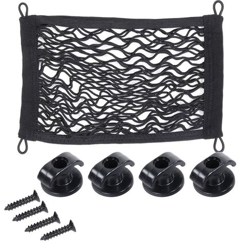 Coffre voiture filet de rangement élastique latéral pour accessoires, poche organiseur en maille, compartiment latéral pour bagages (1/5)
