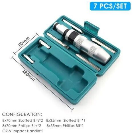 Tournevis à impact 7 pièces - Kit de réparation à double sens de rotation - Outils à main (1/5)