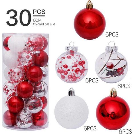 Decoraciones navideñas, 30 bolas de Navidad, adornos para árbol de Navidad, decoración para fiestas, adornos colgantes. (1/5)