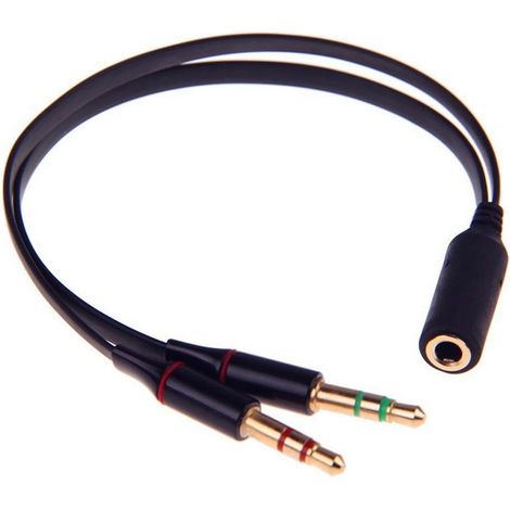 Adaptateur audio stéréo pour casque PC, femelle 3,5 mm/mâle 2x3,5 mm (1/5)