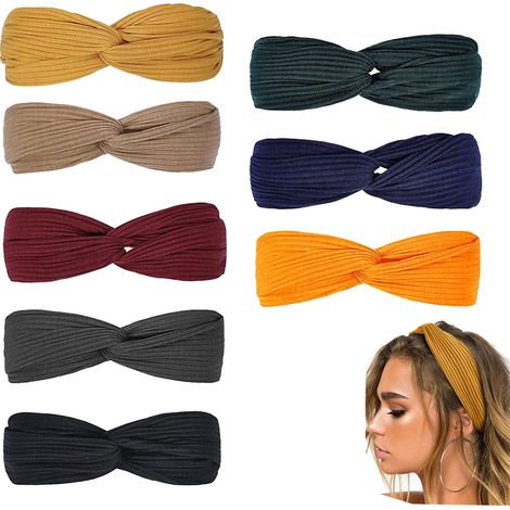 Bandeau antidérapant pour femme, accessoire de mode pour cheveux, couleur unie, lot de 8 (1/5)